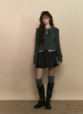 Good Girl Navy Collar Knit Cardigan